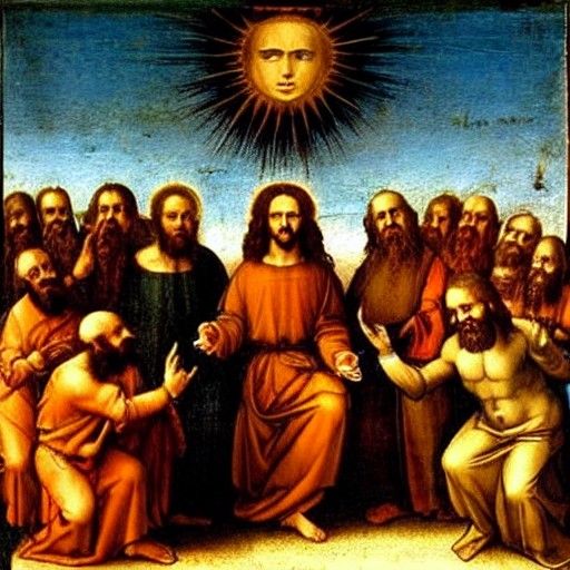Humorous Renaissance Painting of Jesus and Disciples