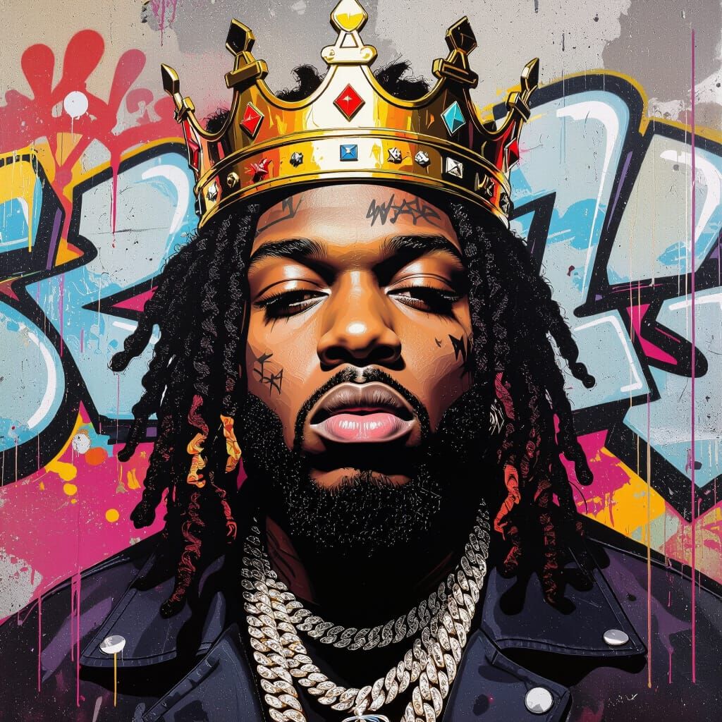 King Von in Vibrant Graffiti Art Style