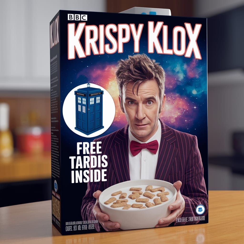 Krispy Klox Cereal Box With Doctor Who Free TARDIS Toy