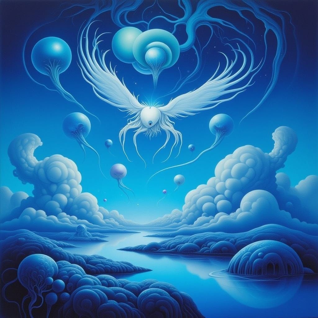 Dreamy Blue Realm in Ethereal Fantasy Style