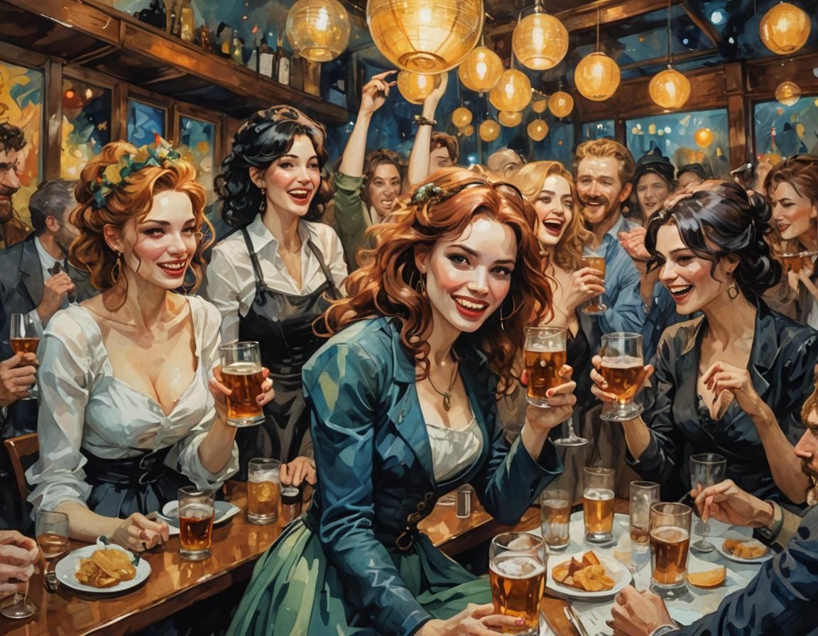 New Year's Eve Party in Hyperdetailed Comic Art Style