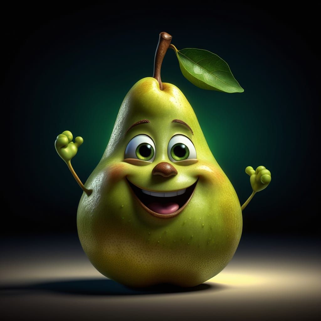 Whimsical Pear Portrait in Vibrant HDR