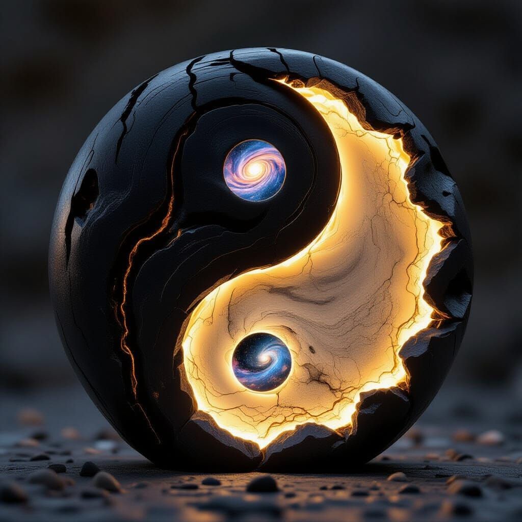 Yin-Yang Sculpture Illuminated From Within