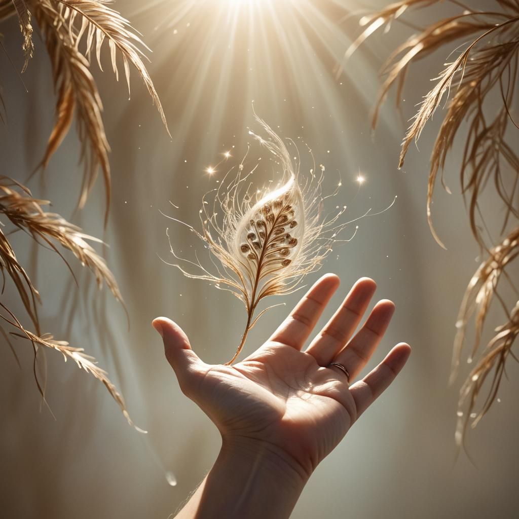 Glowing Seed in Surreal Dreamscape: Soft Pastel Colors