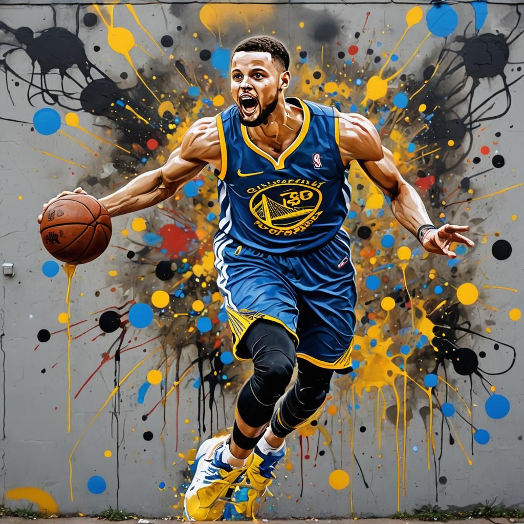 Stephen Curry Graffiti Art Mural in Street Art Style