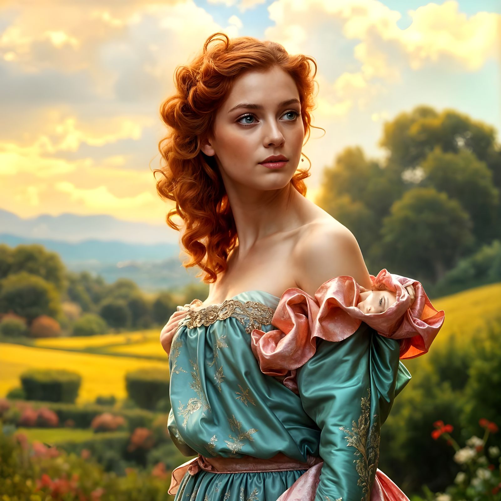 Surreal French Beauty in 18th Century Landscape