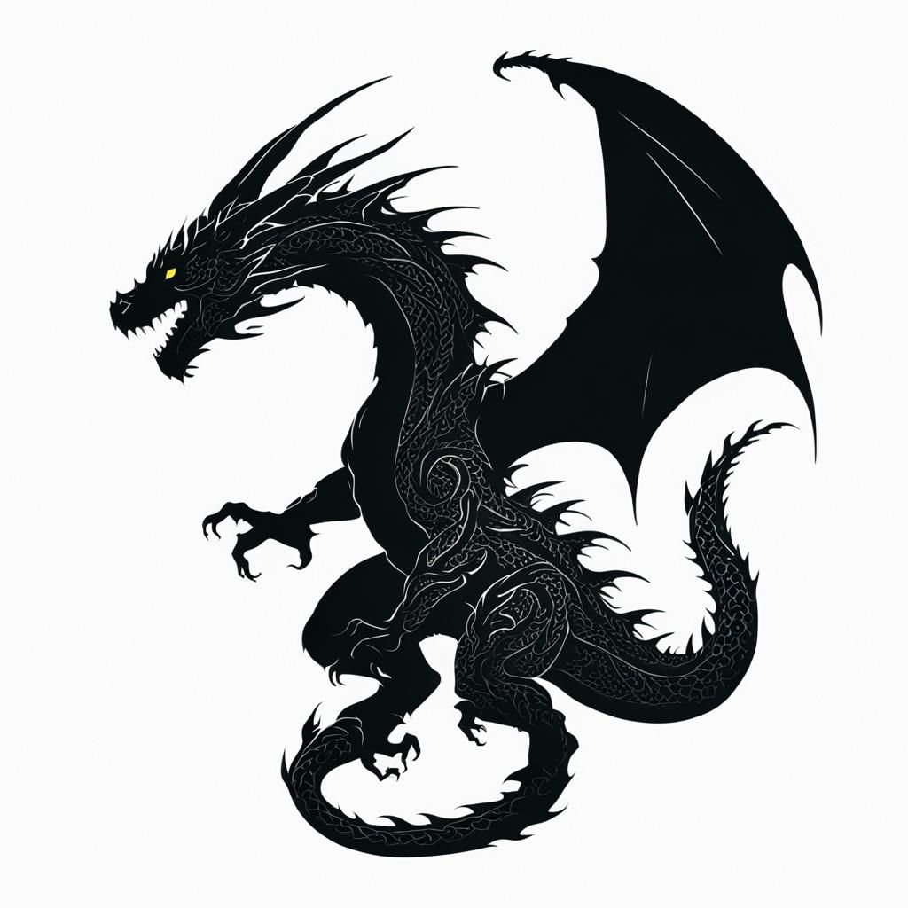 Dramatic Dragon Silhouette Art