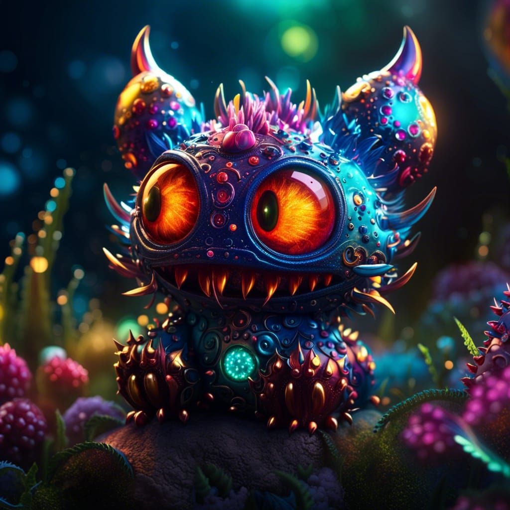 Sparkly Quantum Monster in Macro Photography