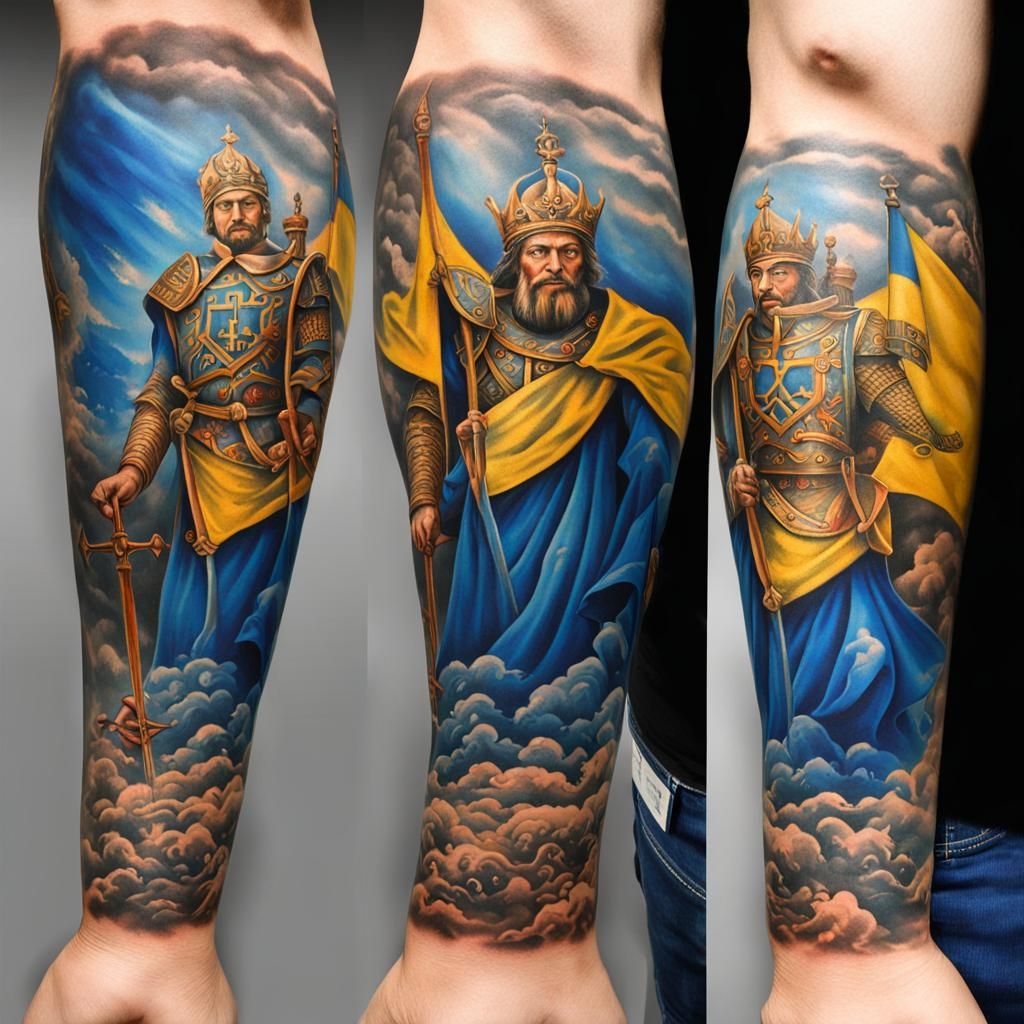Ukrainian History Tattoo Sleeve in Realism Style