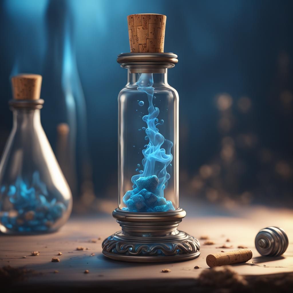 Vial of Wispy Blue Gas: Fantasy Concept Art