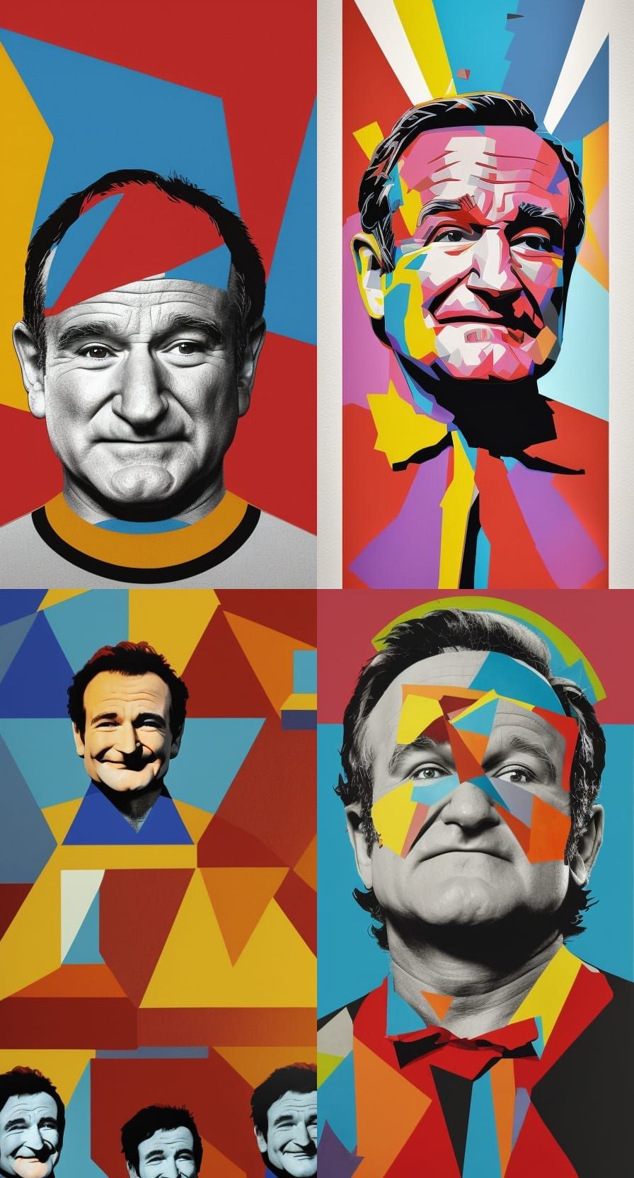 Robin Williams Pop Art Screen Print in Bauhaus Style