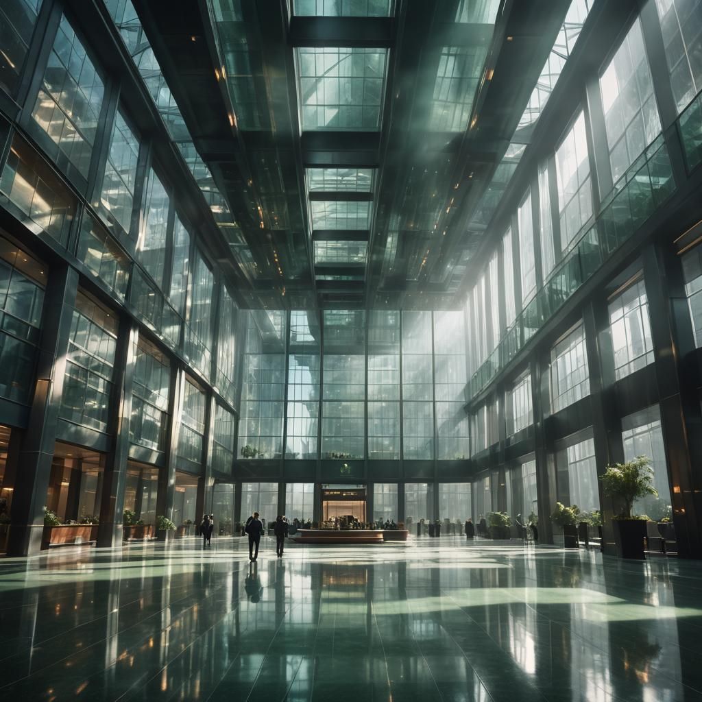 Futuristic Skyscraper Lobby in Cinematic Style