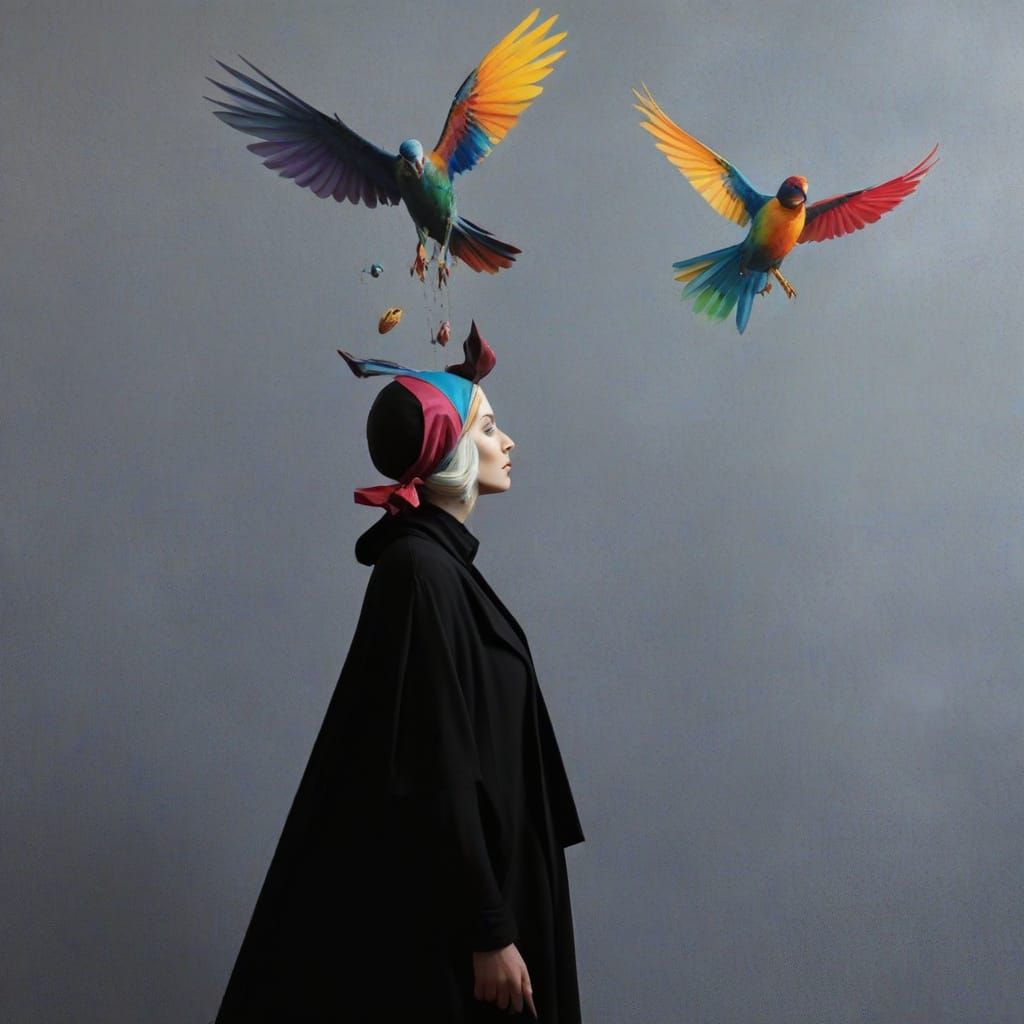 Whimsical Birds in Vibrant Surrealism
