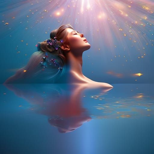 Girl in Multicolored Light: Photorealistic Digital Painting