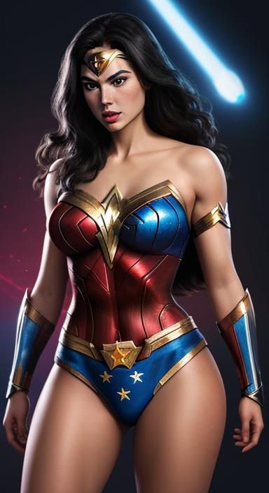 Hyperrealistic Wonder Woman Portrait in Lingerie