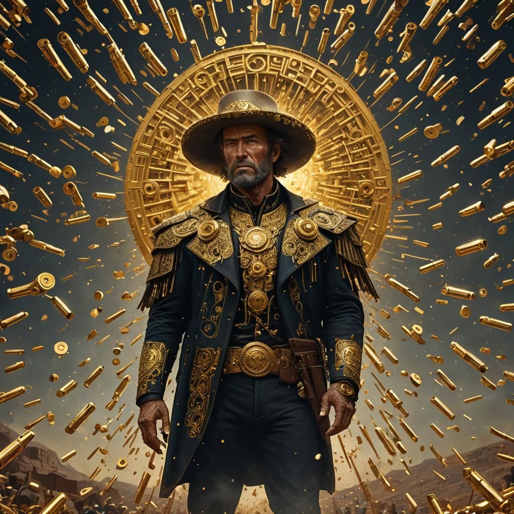 Western Icon in Klimt Style with Golden Halo