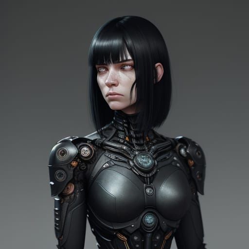 Cyberpunk Woman in Mechanical Mask