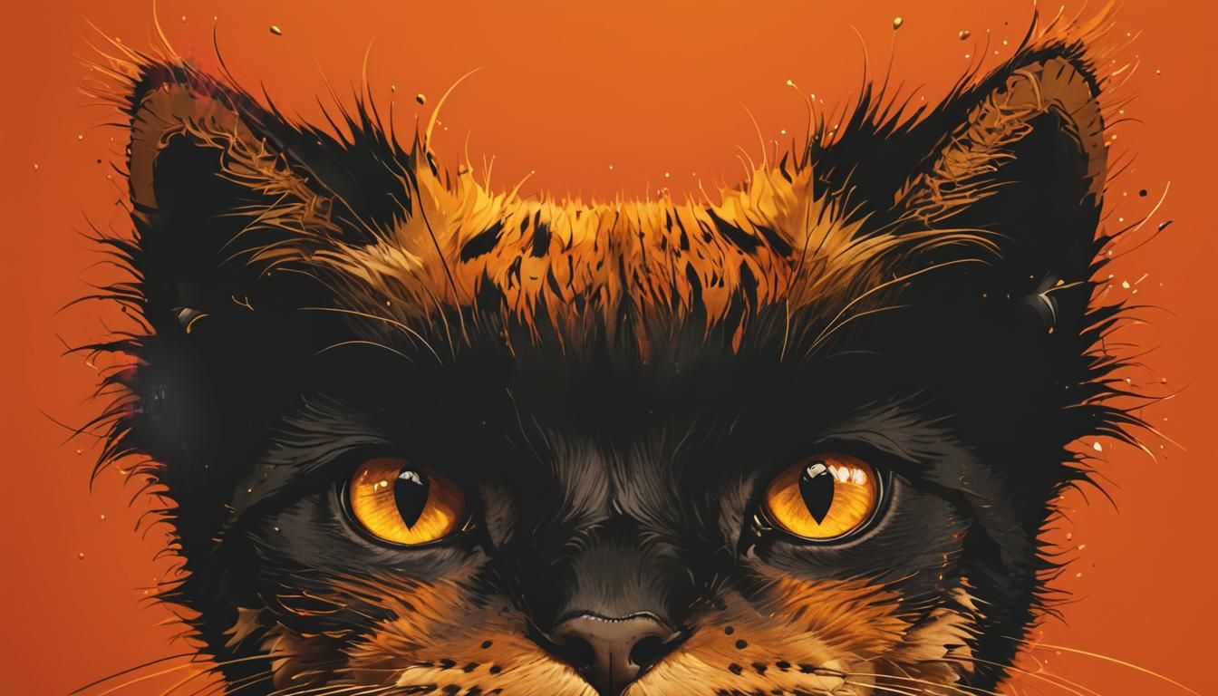 Detailed Cat Face in Splash Art Style