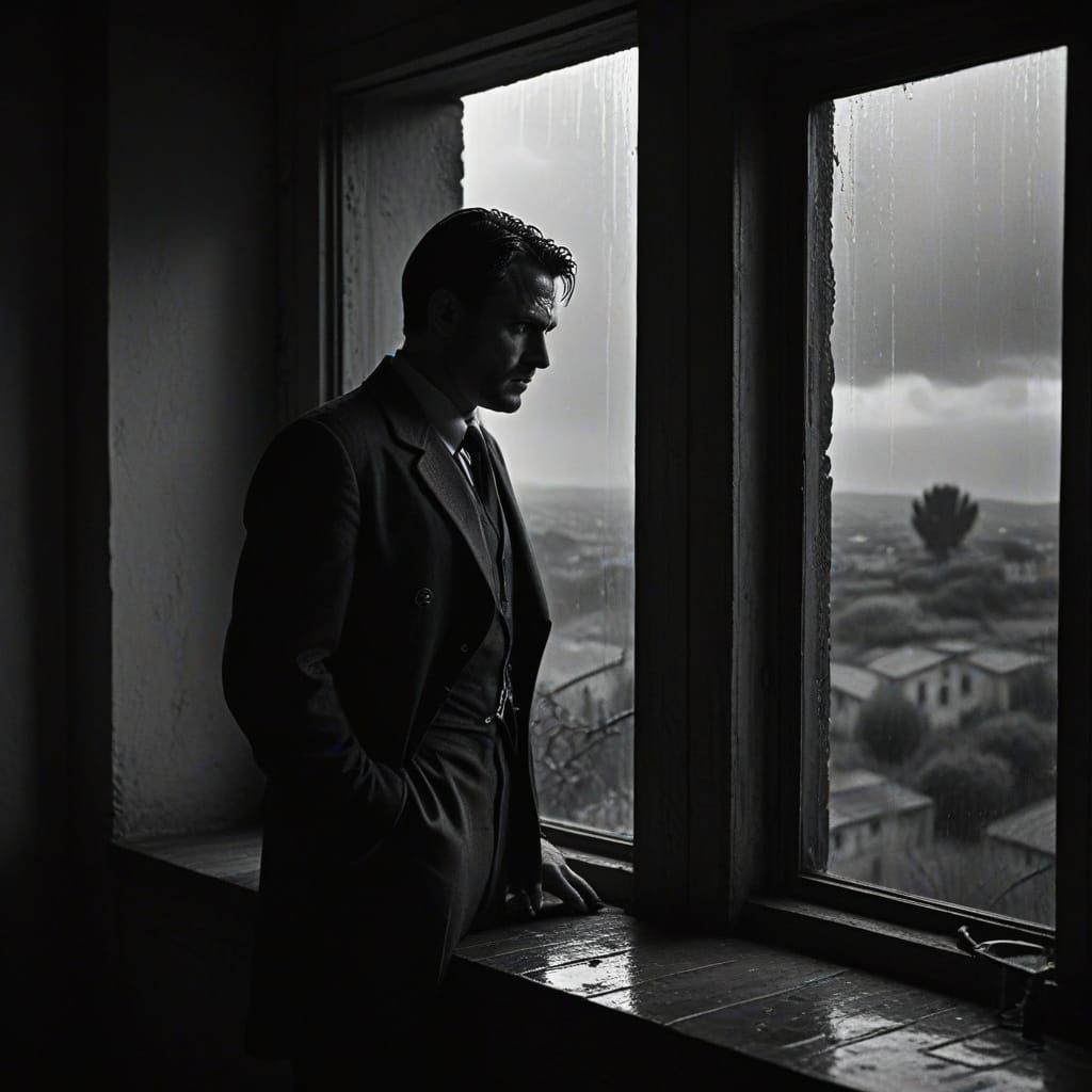 Sicilian Mafioso in Film Noir Style