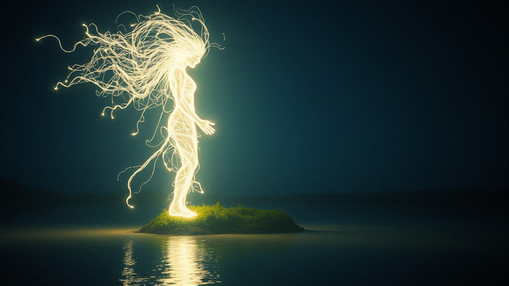Ethereal Light Elemental on Island at Night