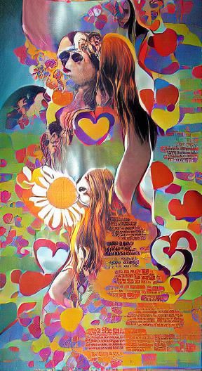 Psychedelic Summer of Love Maximalist Poster Art