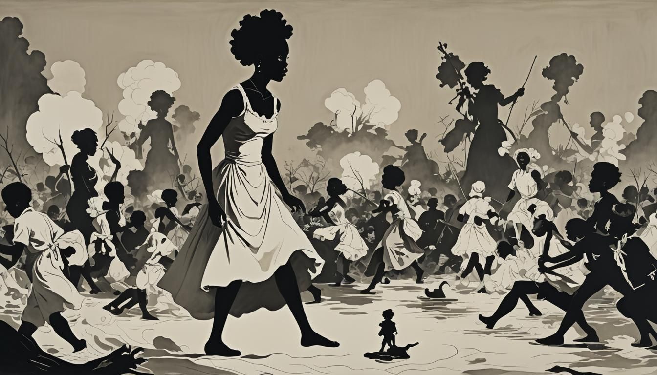 Silhouette Art Inspired by Kara Walker in Blue