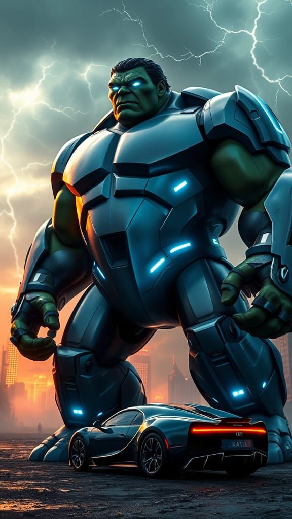 Cyberpunk Hulk Bugatti Hybrid: A Futuristic Form of Unbridle...