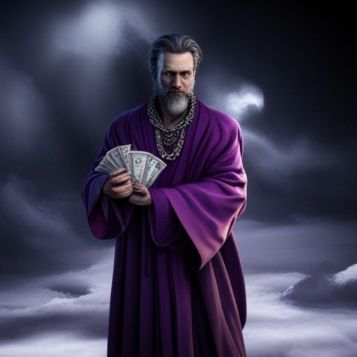 Ominous Figure in Purple Robe: 3D Render
