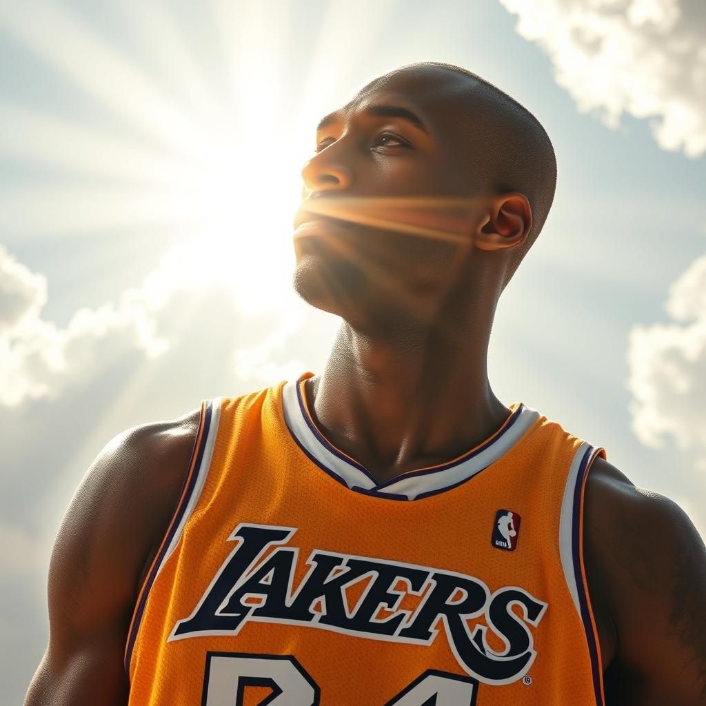 Heavenly Tribute: Basketball Legend in Divine Light