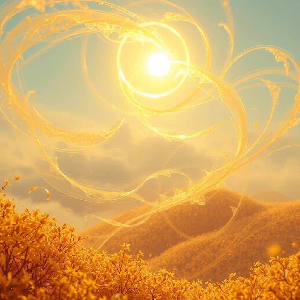 Ethereal Landscape with Yellow and Orange Hues