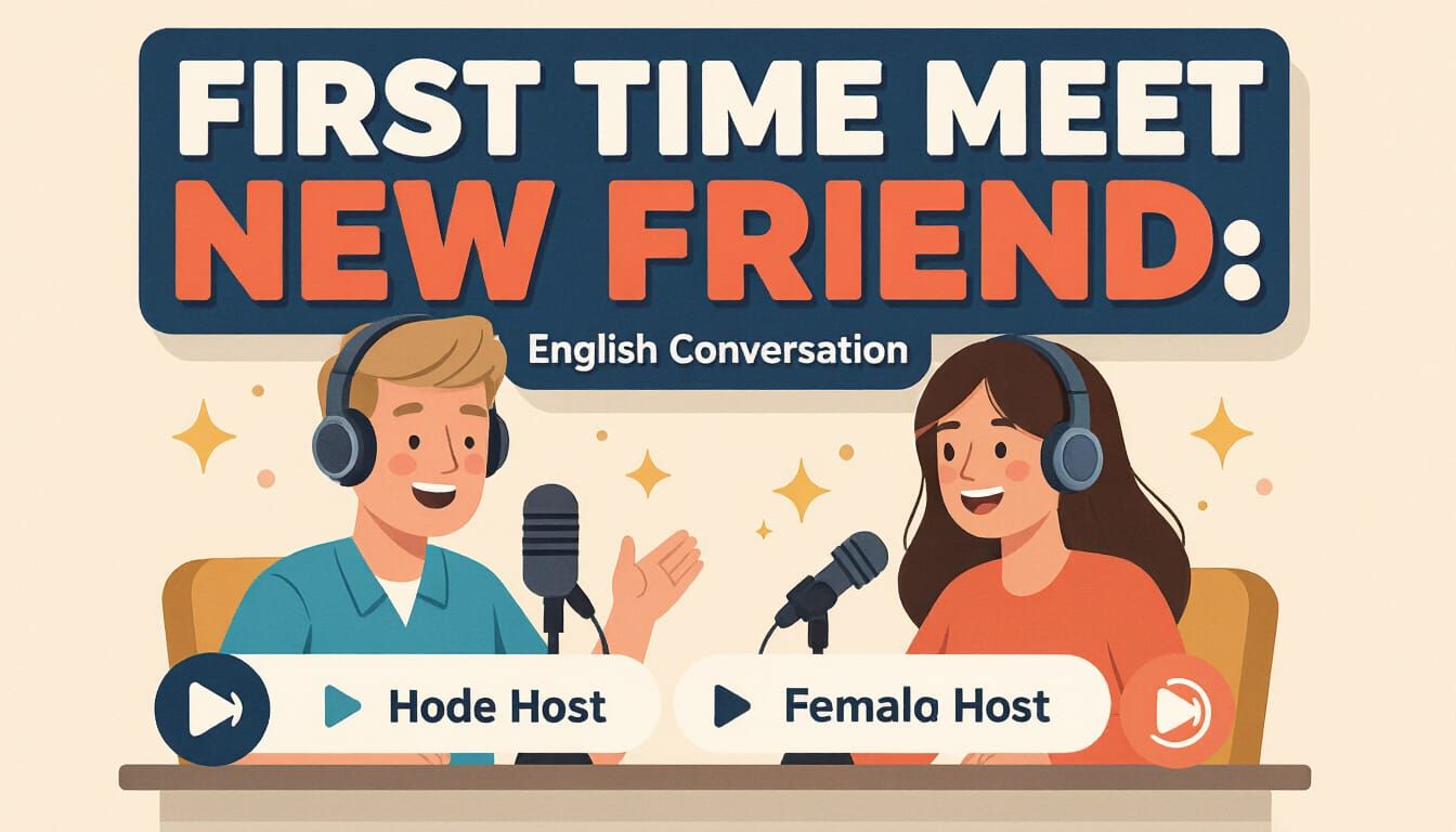 Friendly Podcast Hosts in Flat Cartoon Style for YouTube