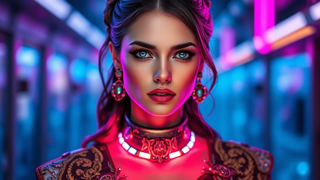 Cyberpunk Goddess in Neon Dreams