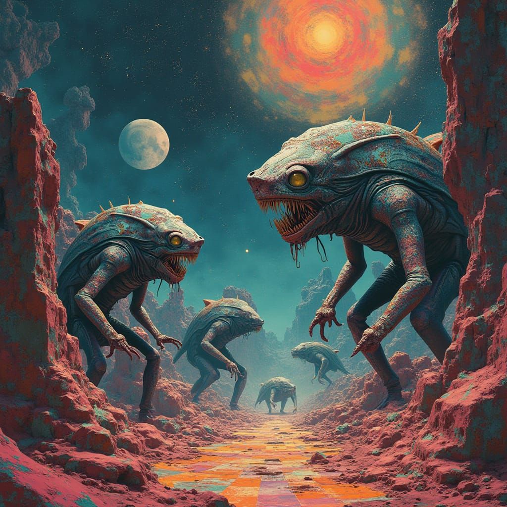 Space Opera: Shark Aliens Attack in Sci-Fi Art