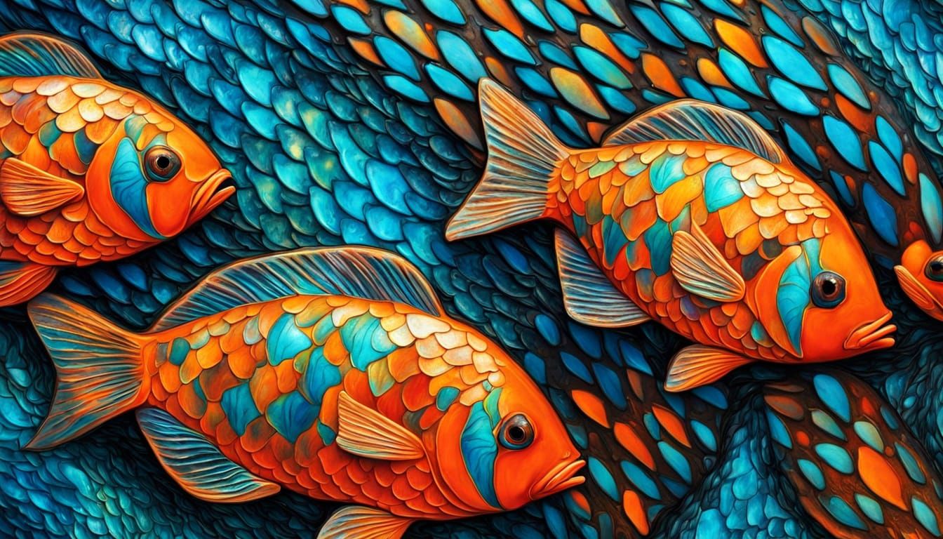 Abstract Macro Fish with Iridescent Scales
