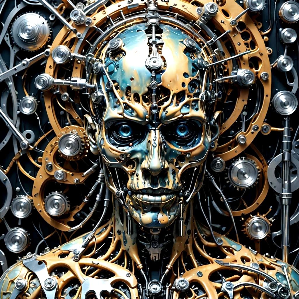 Surrealism in focus, surrealistic cyborg with super sharp, h...