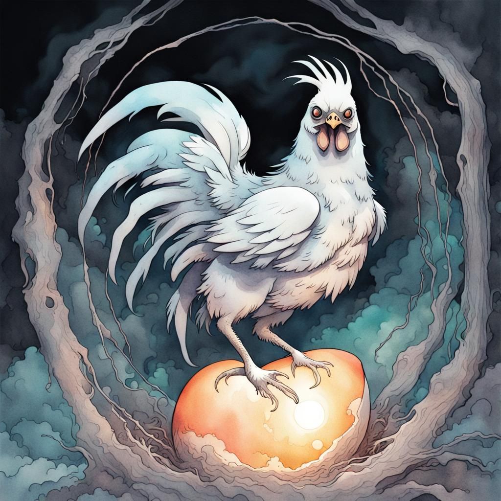 Opal Ghost Chicken Emerges: Moody Aquarelle