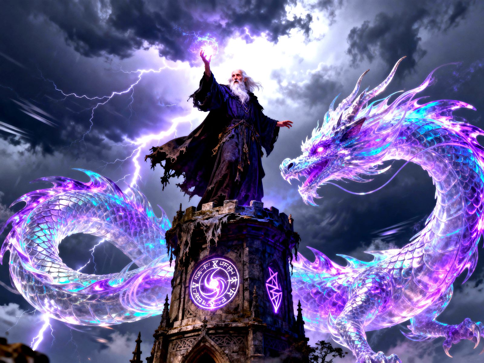 Mana Dragon & Wizard Casting Spell