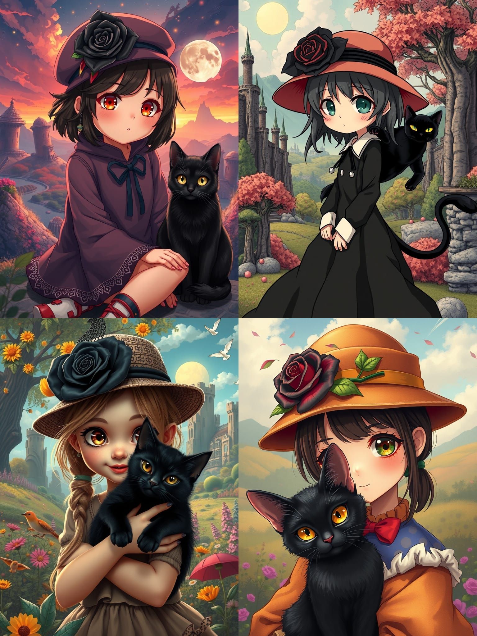 Anime Girl with Cat in Jen Bartel Style