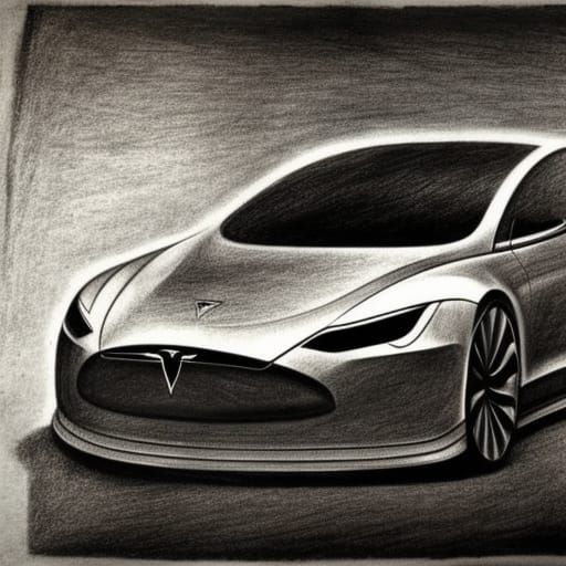 Tesla Model 3: Renaissance Pencil Sketch