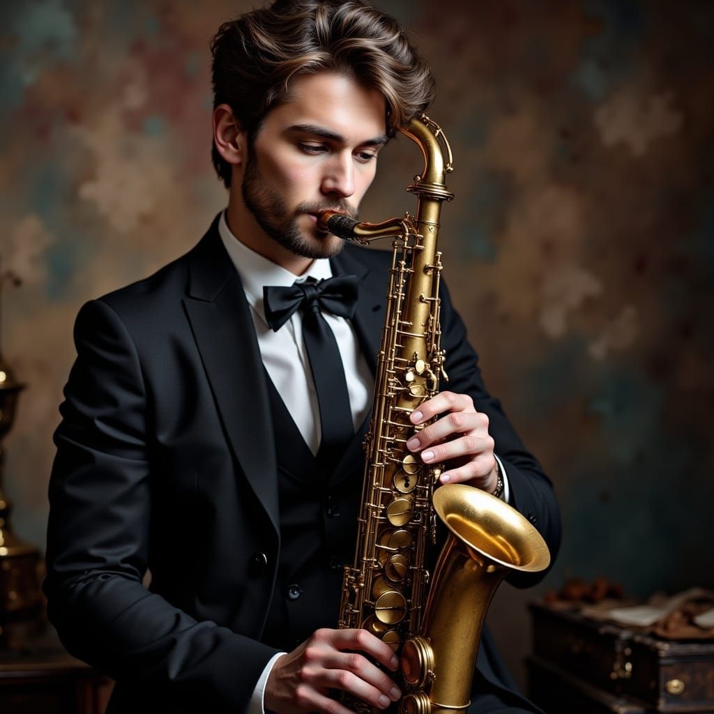 Elegant Saxophonist in Formal Attire