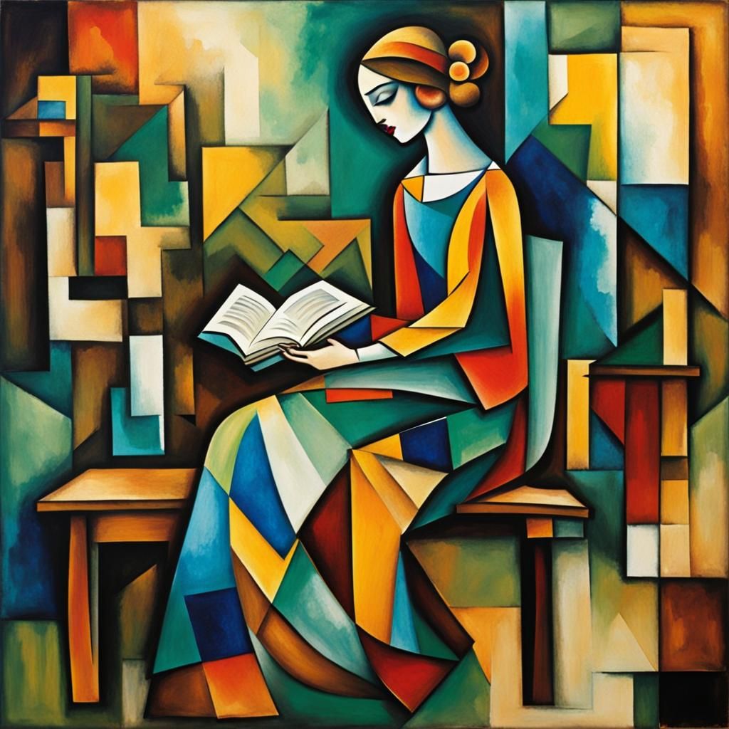 Cubist Lady Reading: Abstract Expressionism in Alcohol Ink