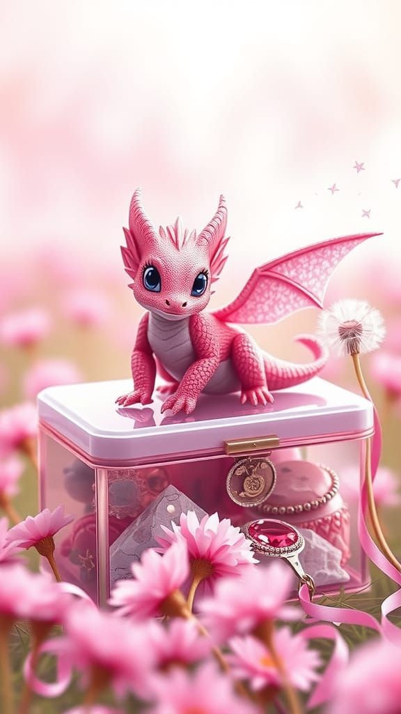 Pink Dragon's Wish in a Crystal Garden