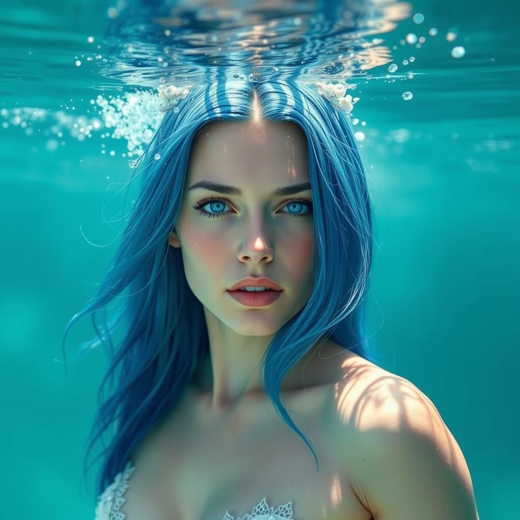 Mystical Mermaid Swimming in Turquoise Waters