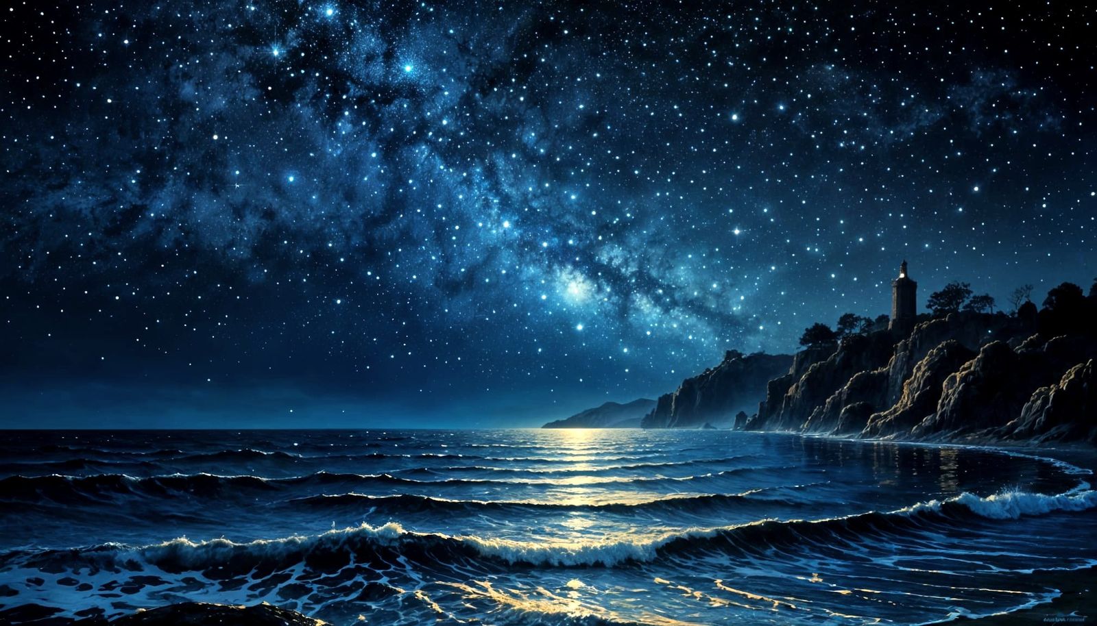 Enchanted Celestial Scene in Dreamy Pointillism