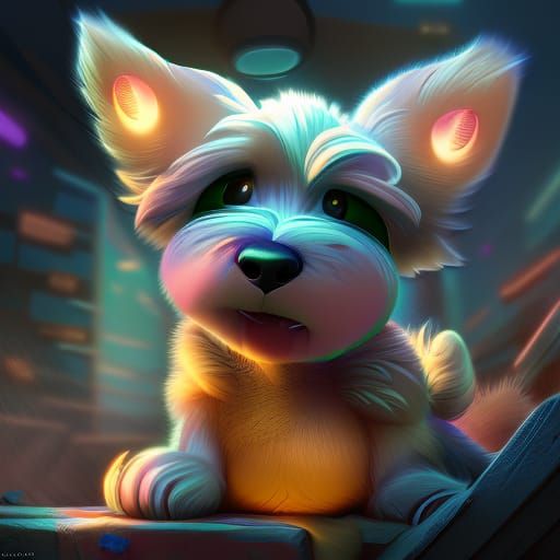 Blonde Havanese in 3D Digital Art Style