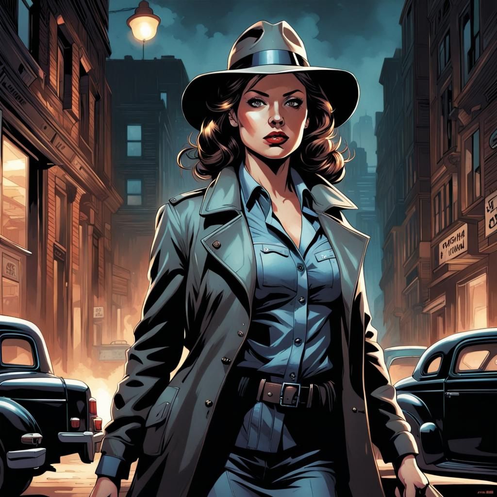 Crime Noir Female Detective Comic Art