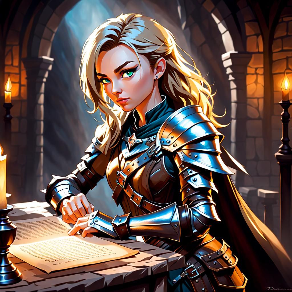 Hyperdetailed Ranger Girl Illustration in Leather Armor