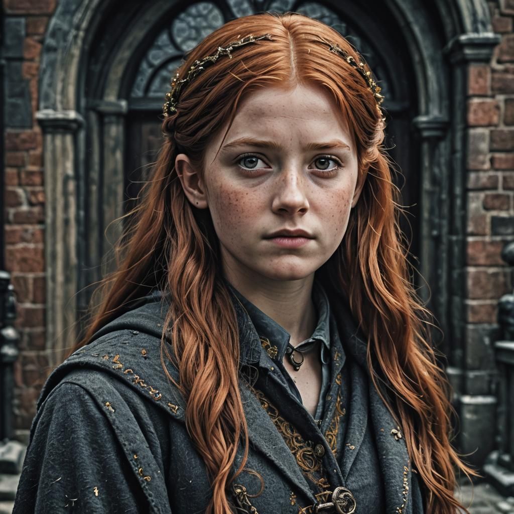 Hyperrealistic Portrait of Ginny Weasley at 20