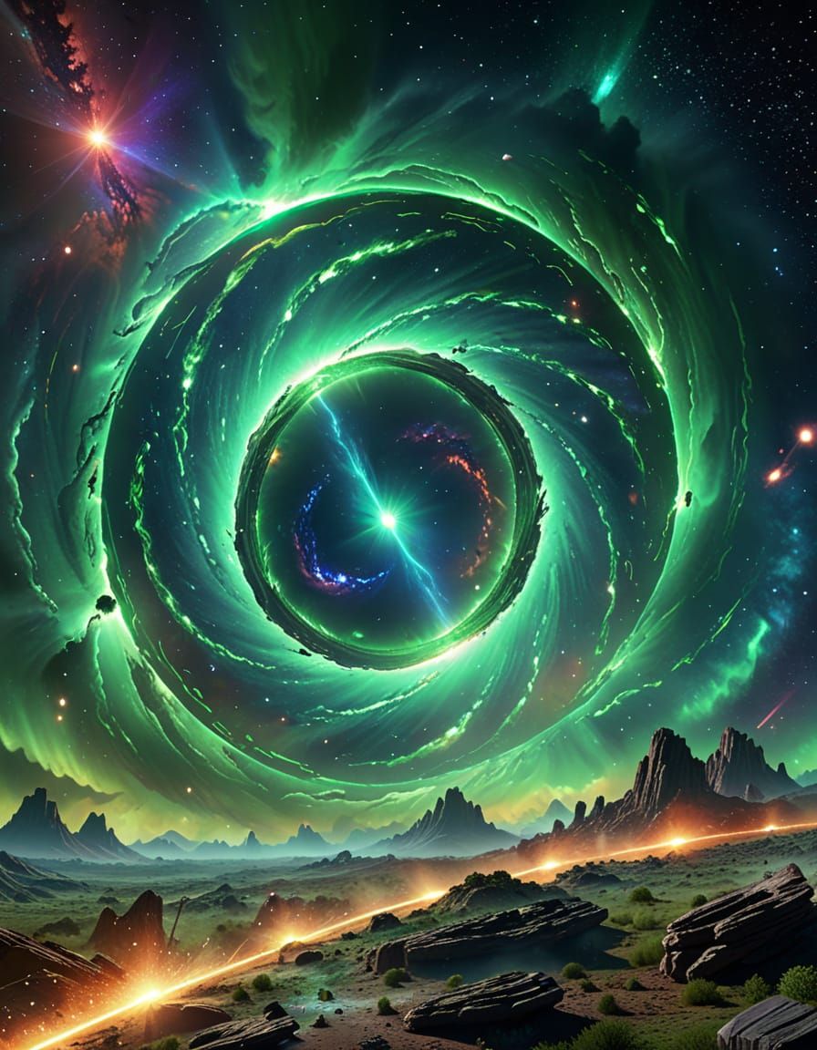 Stargates Open to New Galaxy with Colorful Stardust