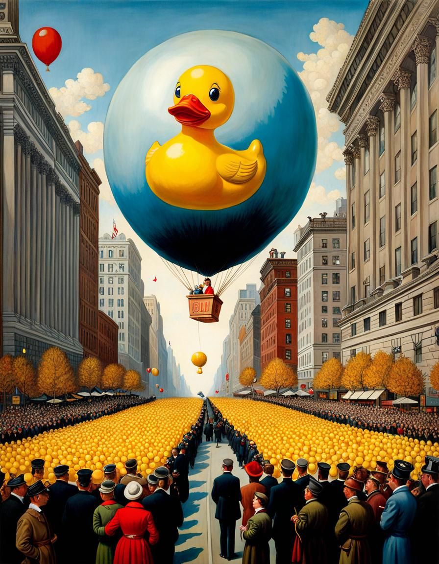 Rubber Ducky Balloon flying over the Macy's Thanksgiving Day Parade!